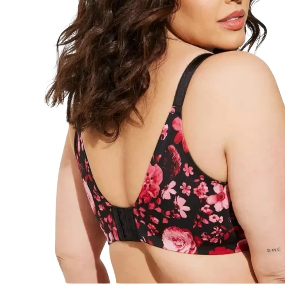 Torrid Curve Dream 360 Back Smoothing Wire-Free Push-Up Bra Floral Size 46DD - Picture 2 of 13